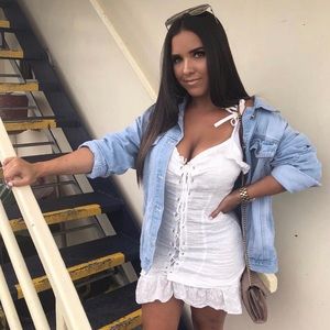 Worn once beautiful linen material type dress size S